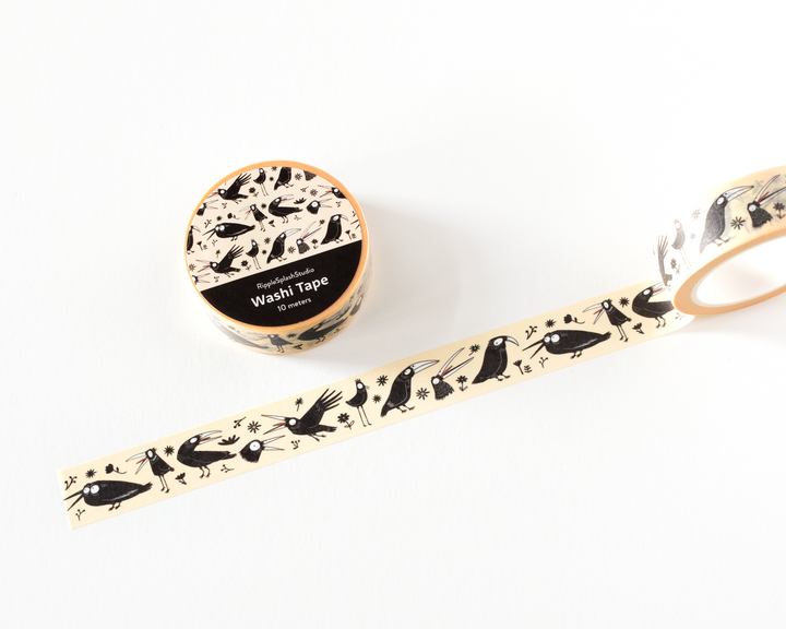 Quirky Black Birds Washi Tape