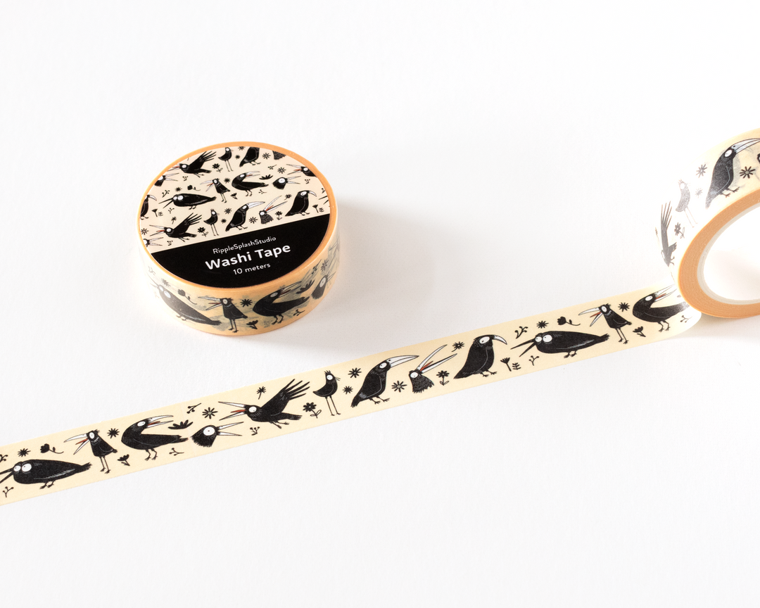Quirky Black Birds Washi Tape