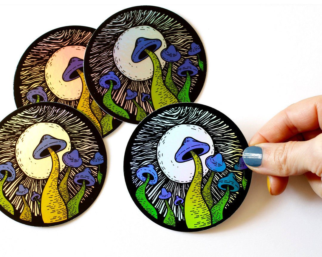 Holographic Magic Mushroom Sticker