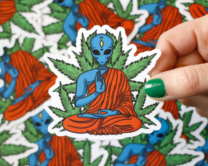 Alien Buddha Vinyl Sticker