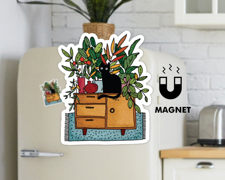 Cat and Plants Magnet