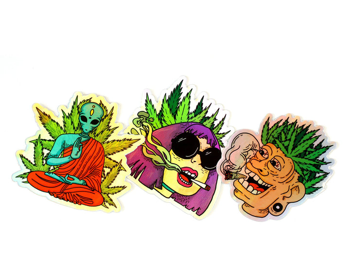 Holographic Stoner Sticker Set of 3