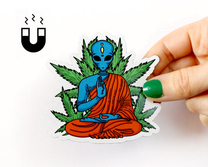 Zen Alien Meditating Magnet