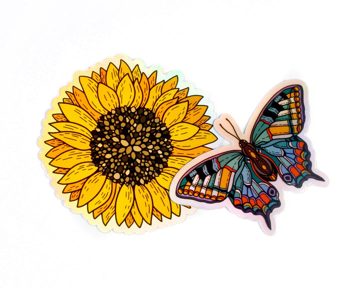 Holographic Sunflower and Butterfly Sticker Set