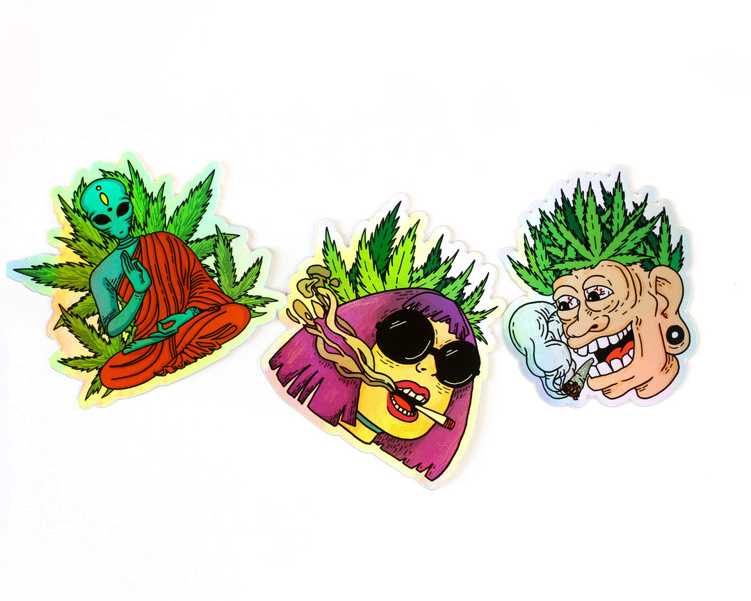 Holographic Stoner Sticker Set of 3