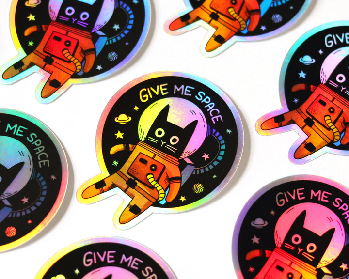 Holographic Astronaut Cat Sticker