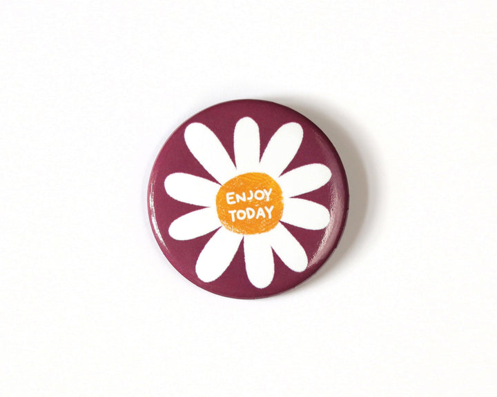 Enjoy Today Daisy Button Pin