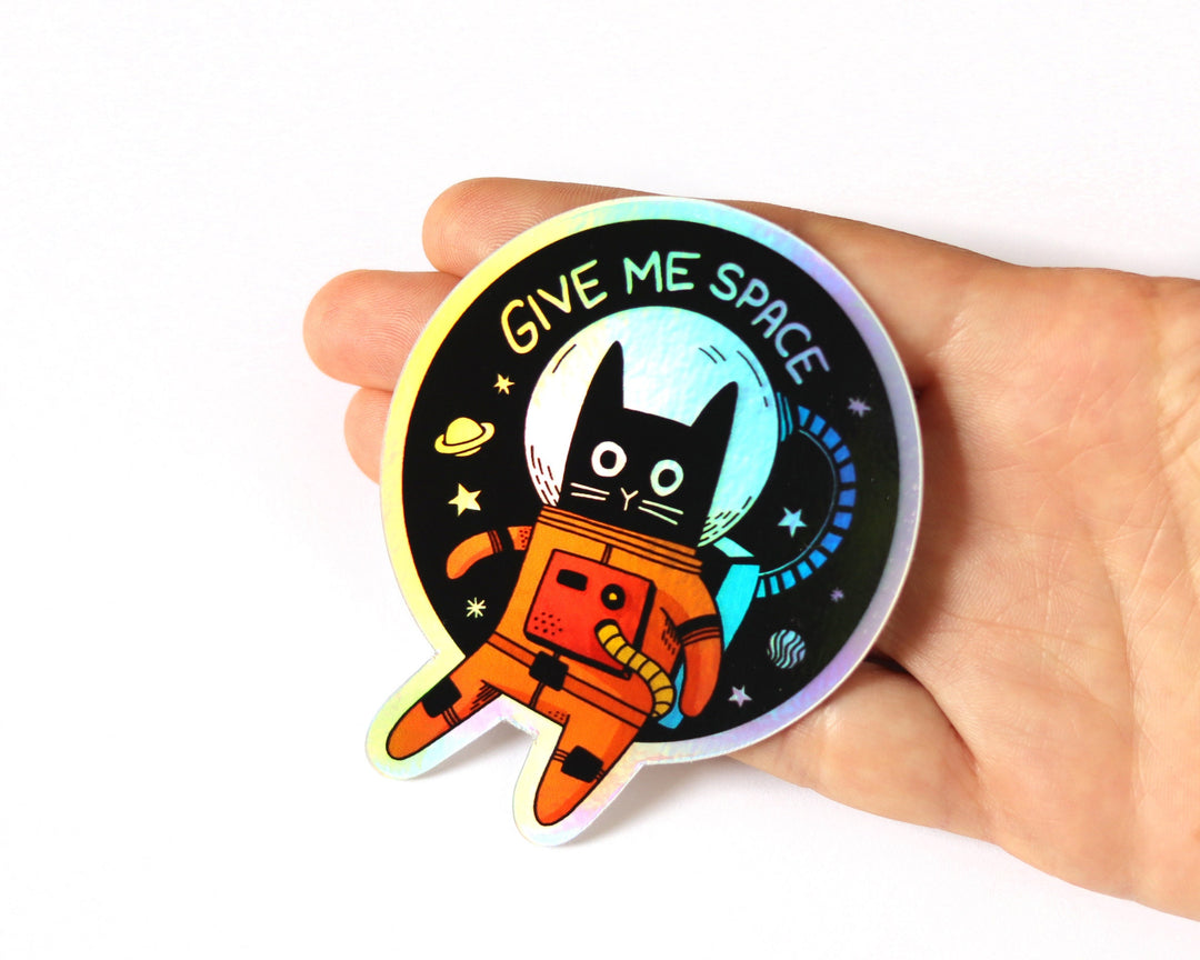 Holographic Astronaut Cat Sticker