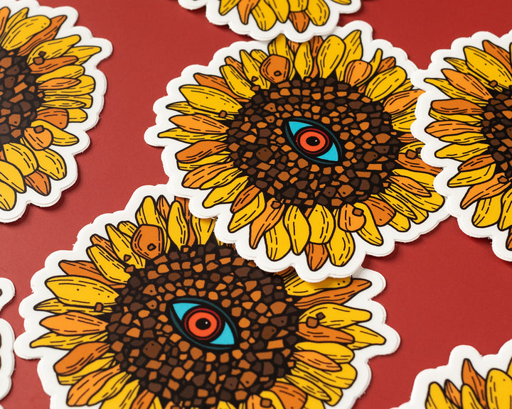 Sunflower with Third Eye Vinyl Sticker