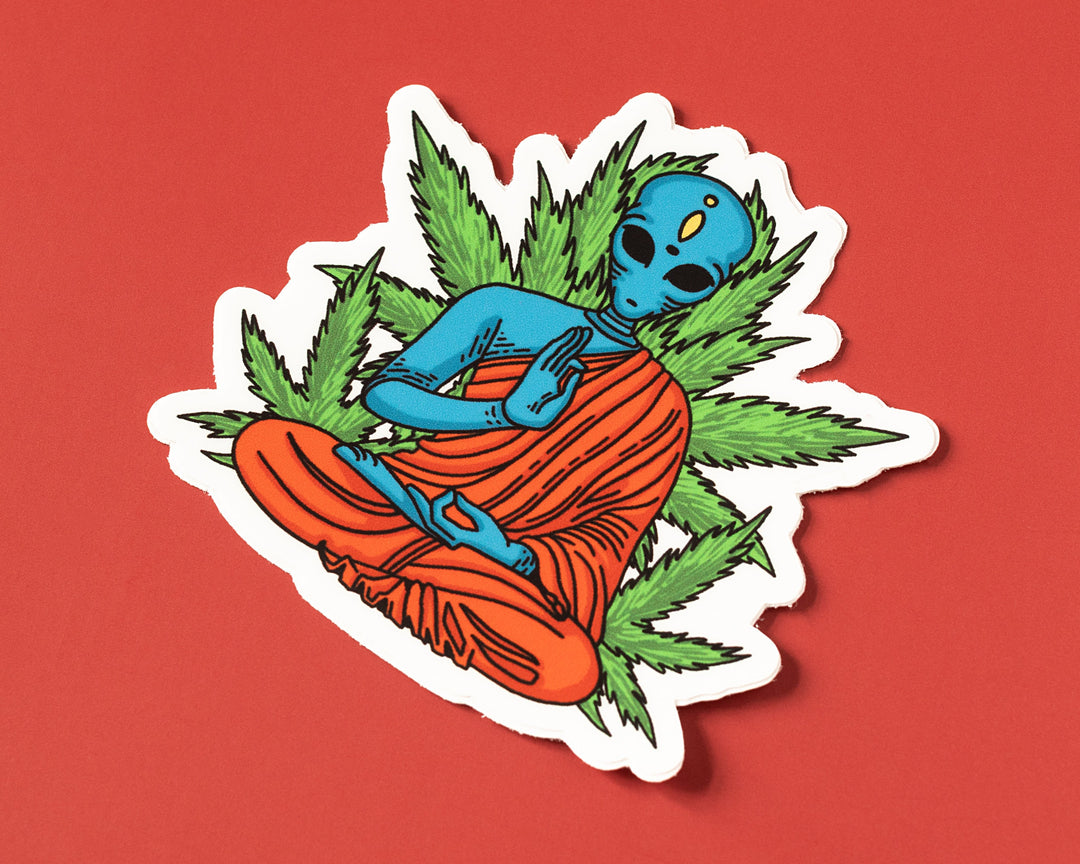 Alien Buddha Vinyl Sticker