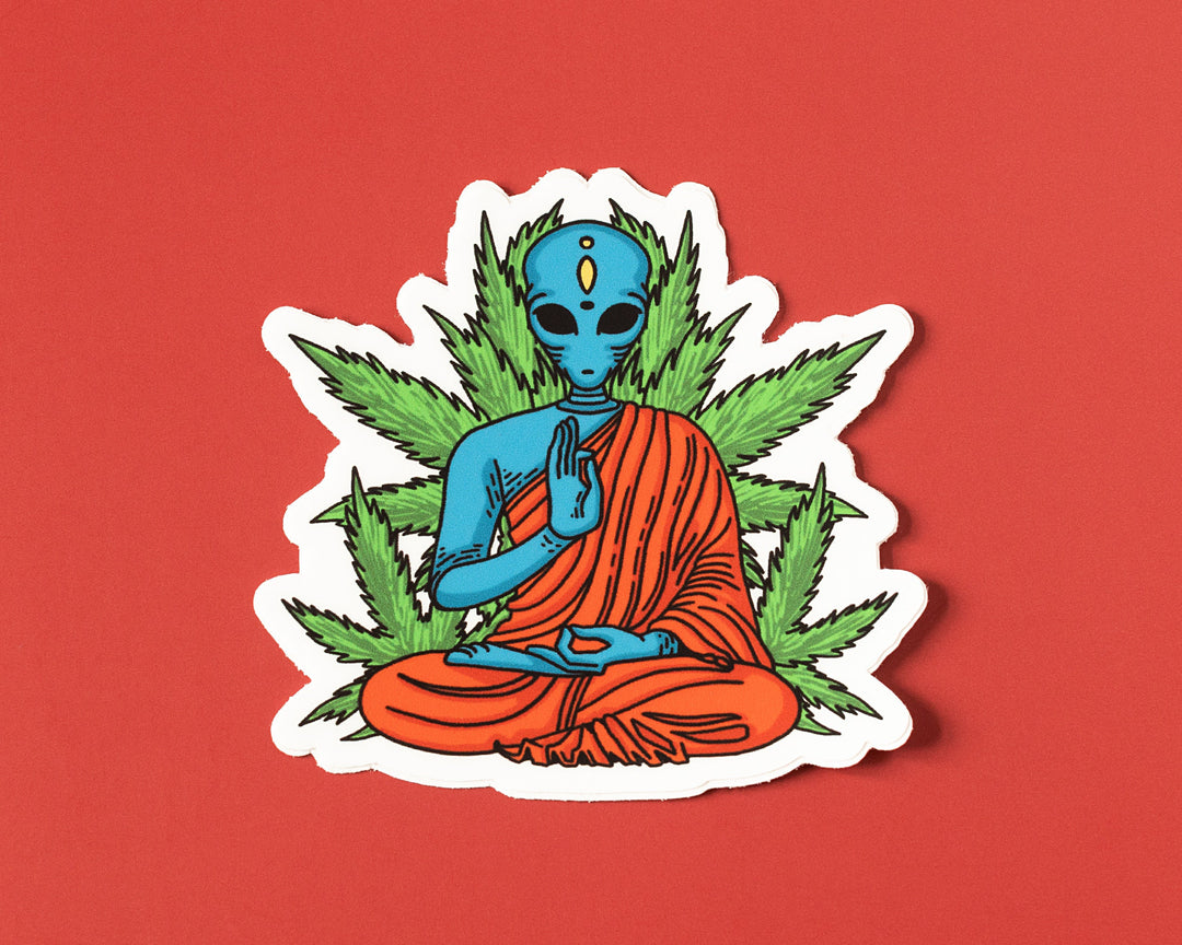 Alien Buddha Vinyl Sticker