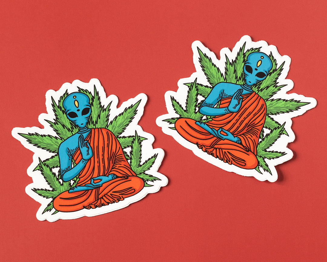 Alien Buddha Vinyl Sticker