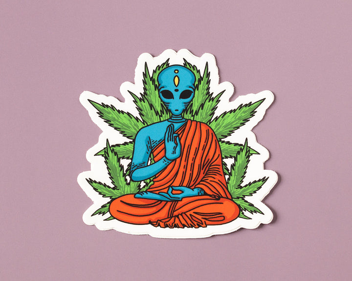 Alien Buddha Vinyl Sticker