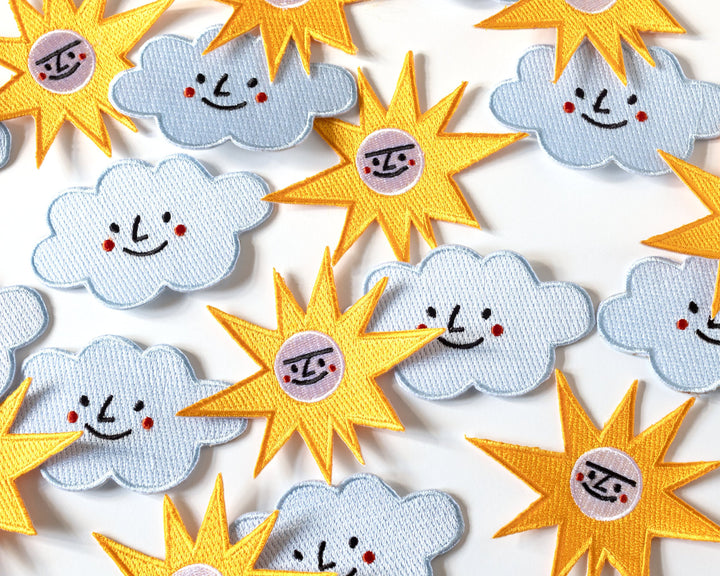 Happy Cloud and Sun Iron-On Patch Set